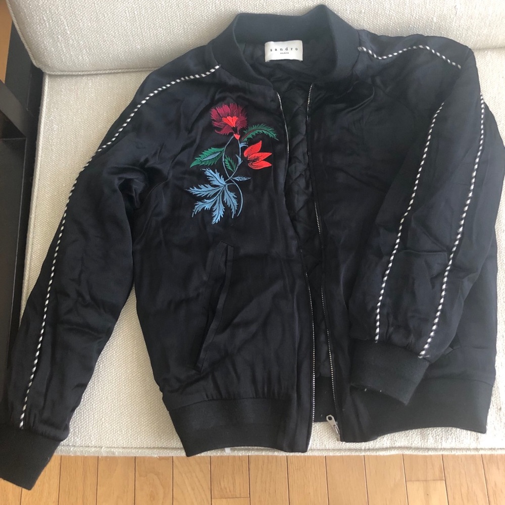Sandro Embroidery Bomber Jacket